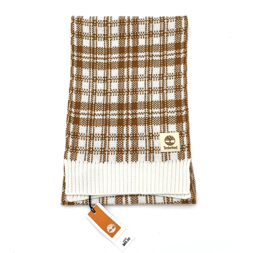 NWT Timberland Cozy Fall Orange / Off-White Adult Unisex Acrylic Scarf One Size
